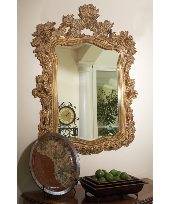 Cilegon Ornate Framed Wall and Vanity Mirror, Antique Museum Gold