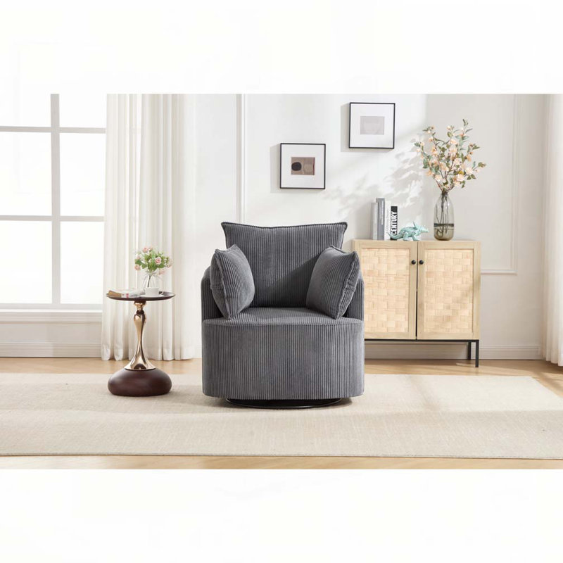 Chaise pivotante rembourrée en velours côtelé, Gris