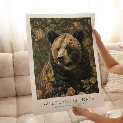 Animaux, reproduction d'art encadrée William Morris Bear VII Cottage