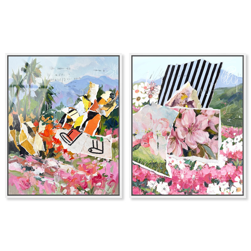 Tropic Bloom Set High-Gloss Frameless Acrylic Glass Wall Art Landscape & Nature Print by Oliver Gal, Ready to Hang, 16 x 20