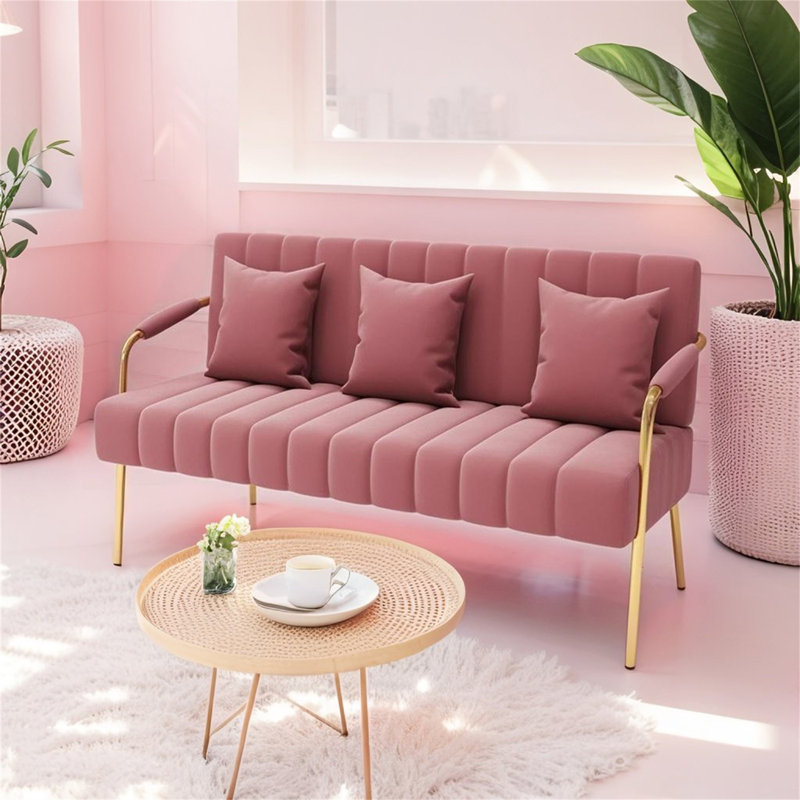 Chic 47" Loveseat for Small Spaces, Curated 2-Seater Settee with 2 Accent Pillows, Perfect for Modern Apartments and Cozy Living Rooms