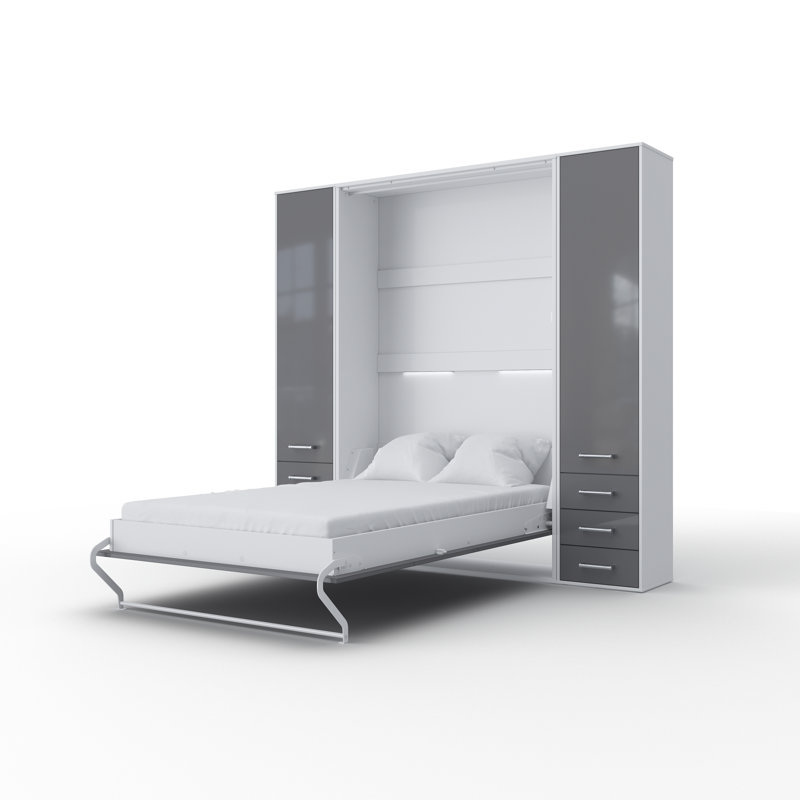 Ayvri Murphy Bed, White/Light Grey
