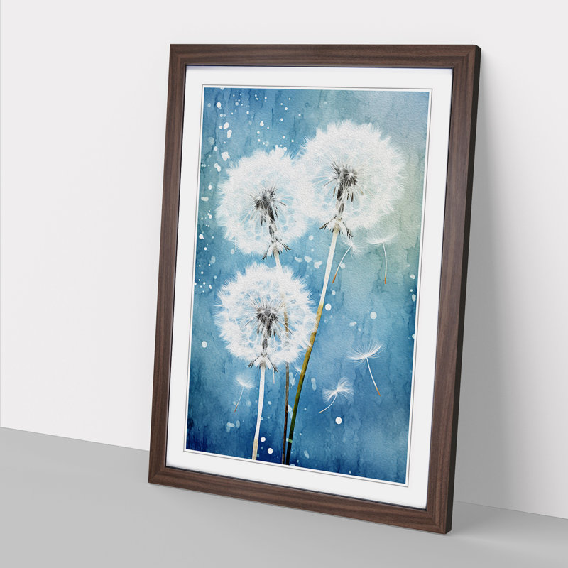Dandelion Constructivism No.2 - Single Picture Frame Print on Wood, Walnut Framed, 46cm H x 34cm W