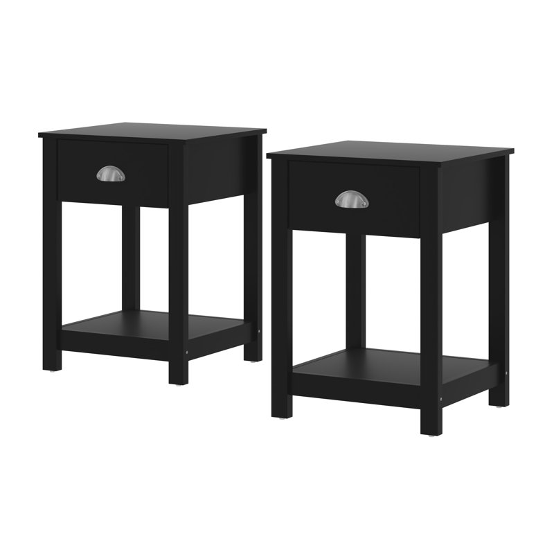 1 Drawer Nightstand, Black