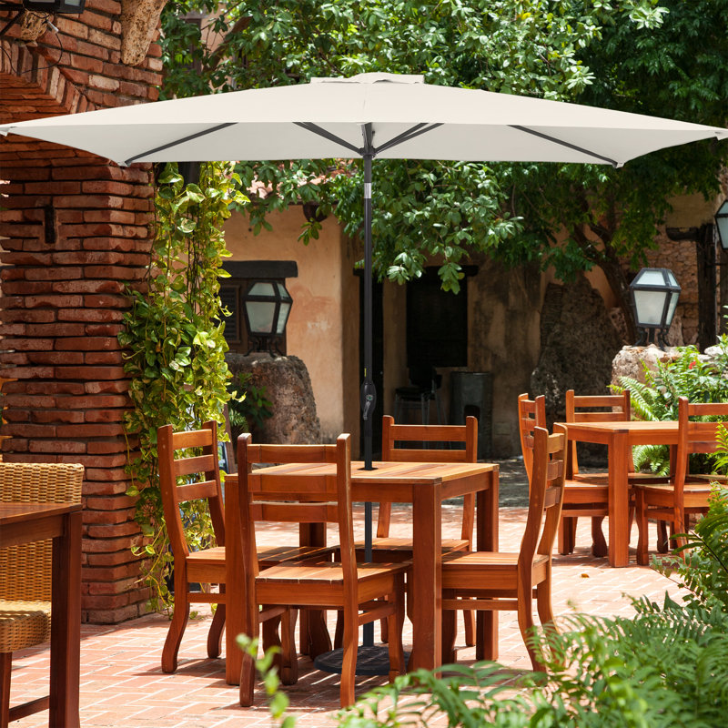 Parasol de marché rectangulaire 120 po x 78 po Darcie-Mai, Beige