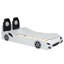 Lit de voiture de course simple blanc avec repose-pieds rembourré à DEL et support - Plateforme en forme de voiture de taille solide et douce, charmante-394788160
