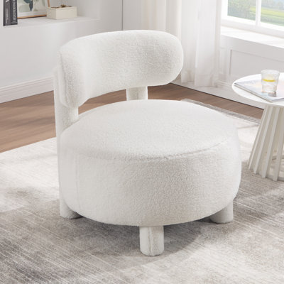 Chaise sans accoudoirs Teddy avec dossier incurvé et pieds en bois