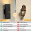 Appliques murales d'extérieur murales noires de haut en bas matte (base E26, ampoule non incluse)