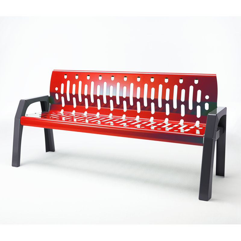Banc de parc en acier Stream, Rouge, H 34 po x l 72 po x P 25 po
