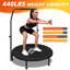 Mini trampoline réglable de haute qualité à poignée en mousse de 48 po - Peut supporter jusqu'à 400 lb, rebondisseur rectangulaire noir pour adultes - idéal pour les entraînements intérieurs et extérieurs