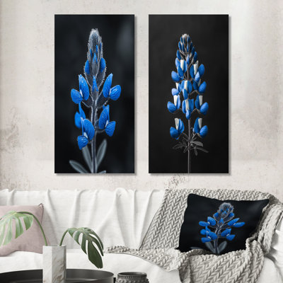 «Blue Bonnets Morning Dew I» - ensemble de 2 reproductions murales «Blue Bonnets»