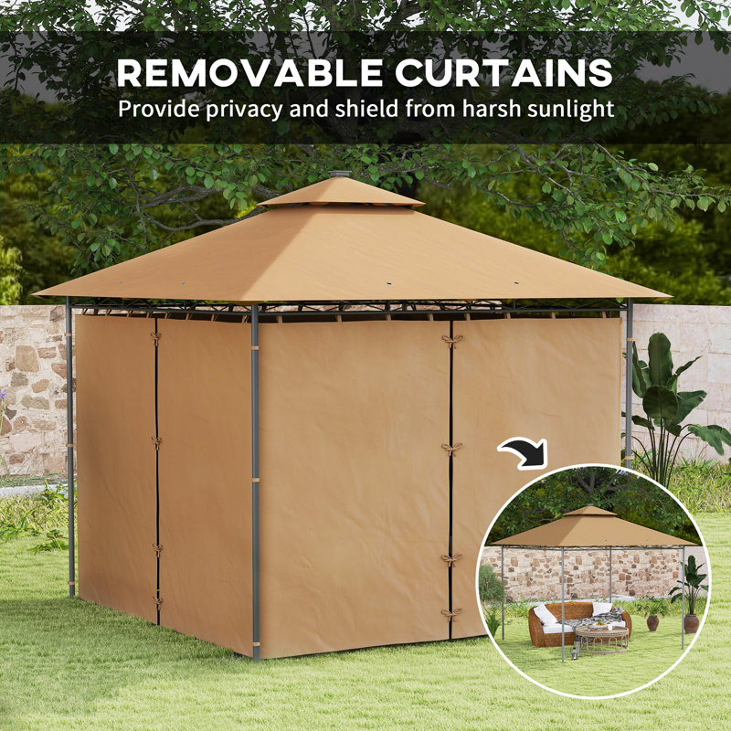 25 Ft. W x 25 Ft. D Metal Soft-top Gazebo, Brown