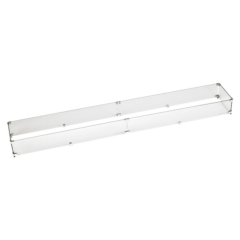 11.5'' Rectangle Tempered Glass Fire Pit Accessory, 6” H x 77.5” W x 11.5” D