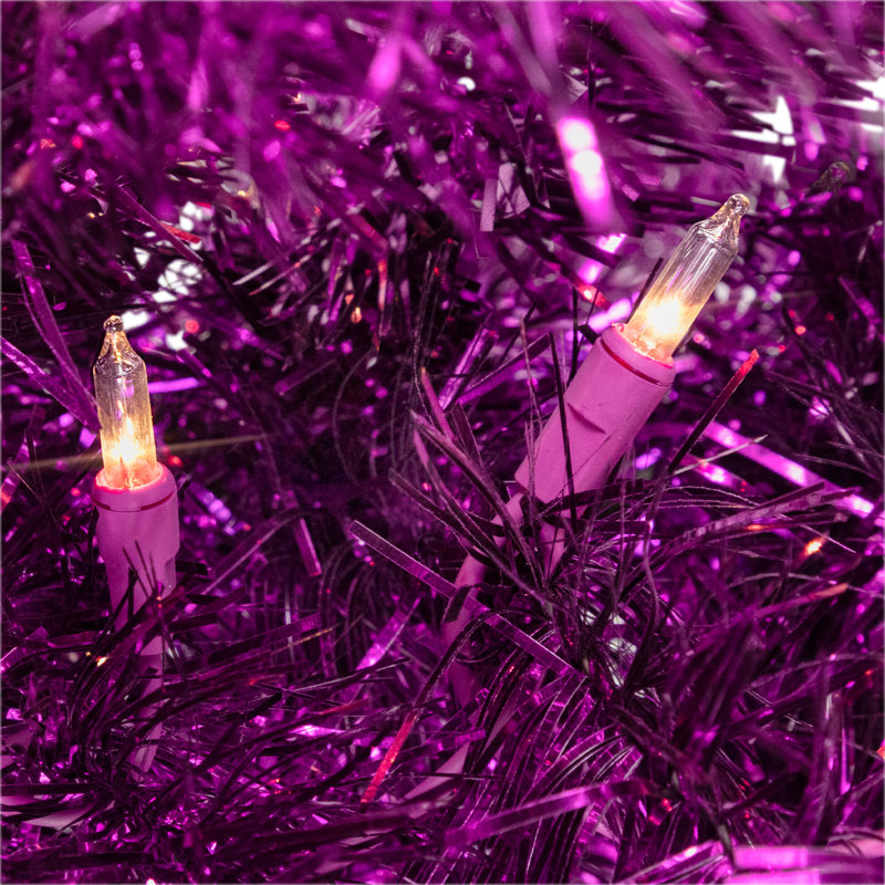 Arbre de Noël artificiel Tinsel - 3 pi - mauve, Illuminée