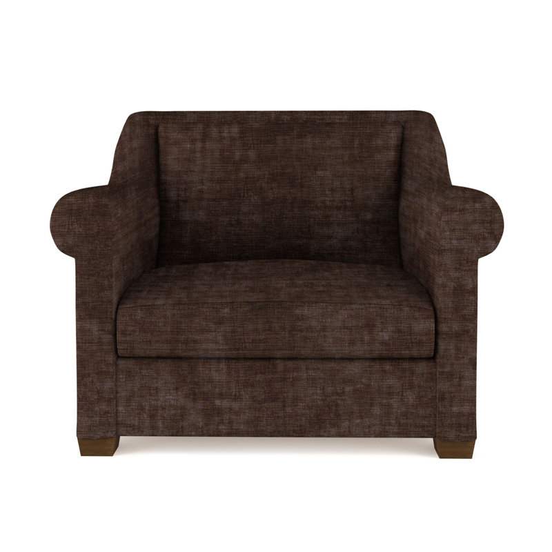 Chaise avec accoudoirs roulés Thompson, H 32 po x l 43 po x P 41 po, Velours écrasé chocolat, Brun foncé