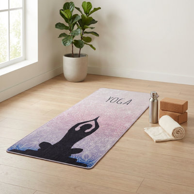 Serene Silhouette Mandala Print Yoga and Exercise Mat