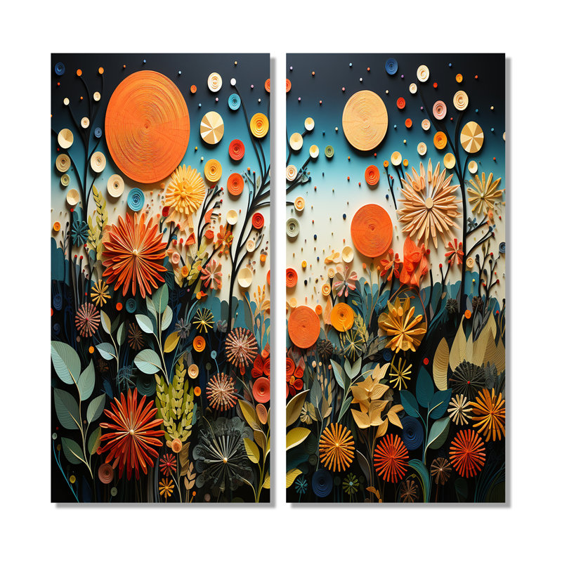 «Orange Mid Century Natures Harmony III», art mural orange, 20" H x 24" W, Wrapped Canvas, Does Not Apply