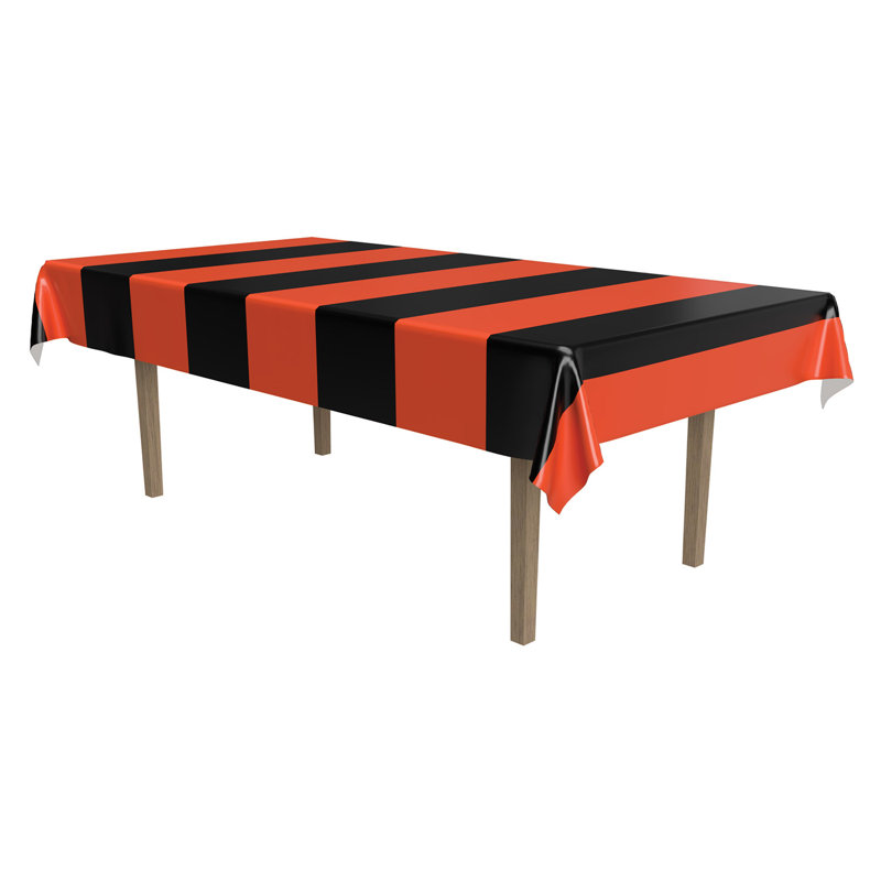 Halloween Orange & Black Stripes Tablecover