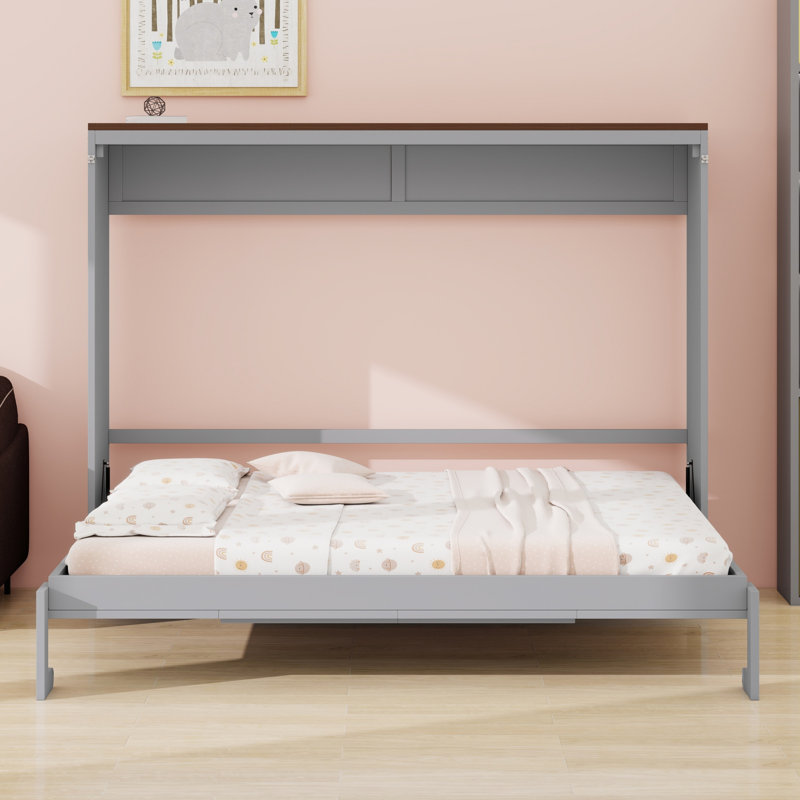 Lit escamotable escamotable avec USB, lit escamotable pour chambre d'amis, Gris