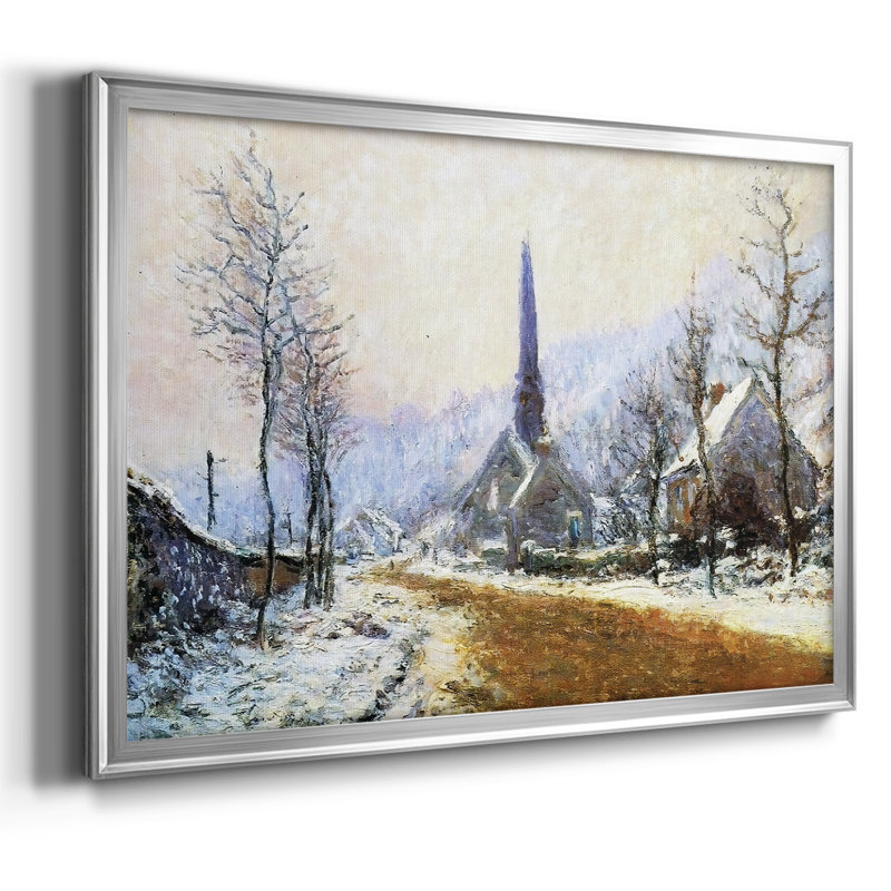 «Church At Jeufosse, Snowy Weather, 1893», reproduction d'art sur toile, Argent, H 18 po x l 26 po x P 1,5 po
