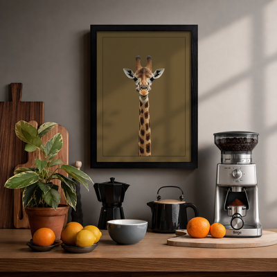 Giraffe Portrait Boho - Framed Print