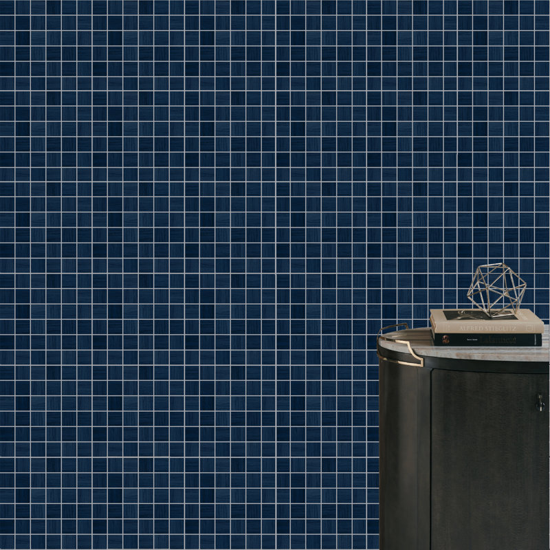 Refinery 2'' W x 2'' L Porcelain Tile Grid Mosaic Sheet, Navy