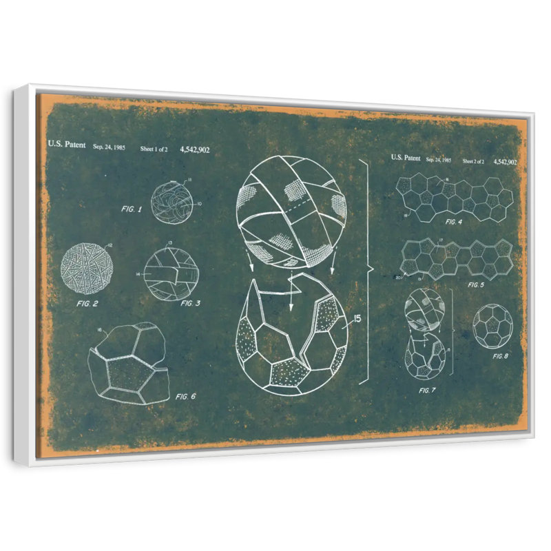 Ballon de soccer bleu sarcelle breveté, Cadre flottant blanc, 40 po x 27 po