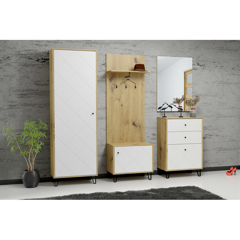 Holubice 1 Door Manufactured Wood Wardrobe, Artisan Oak/White