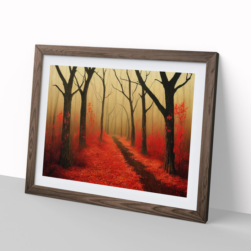 Stylish Autumn Forest - Single Picture Frame Print, Walnut, 46cm H x 64cm W x 2cm D