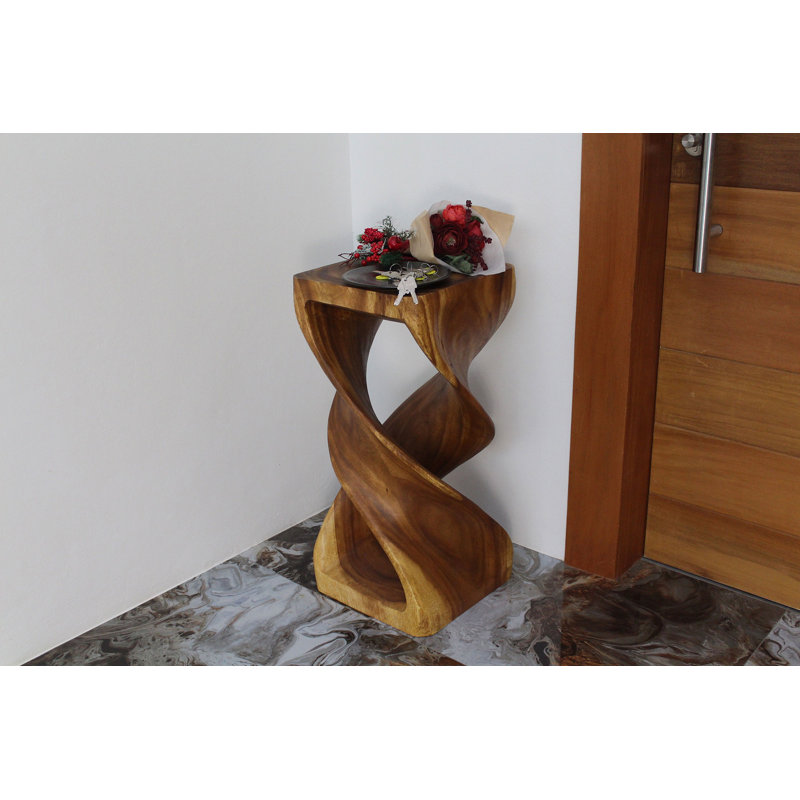 Ahliya Solid Wood Block End Table Set, Oak, 30" H x 14" W x 14" D