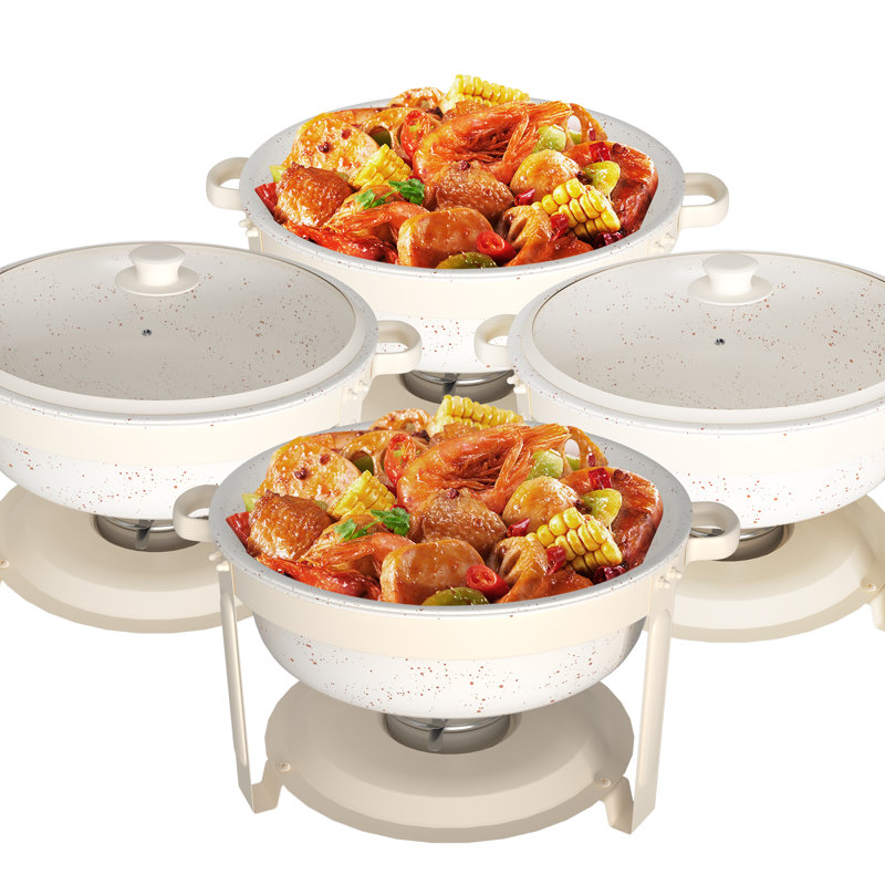 Maifanite-Coated Buffet Chafing Dish Set With Lid, 5.5QT Stainless Steel