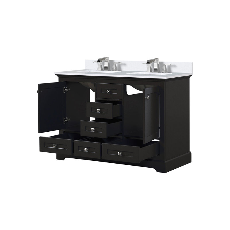Meuble-lavabo double avec plateau en marbre de culture, Espresso