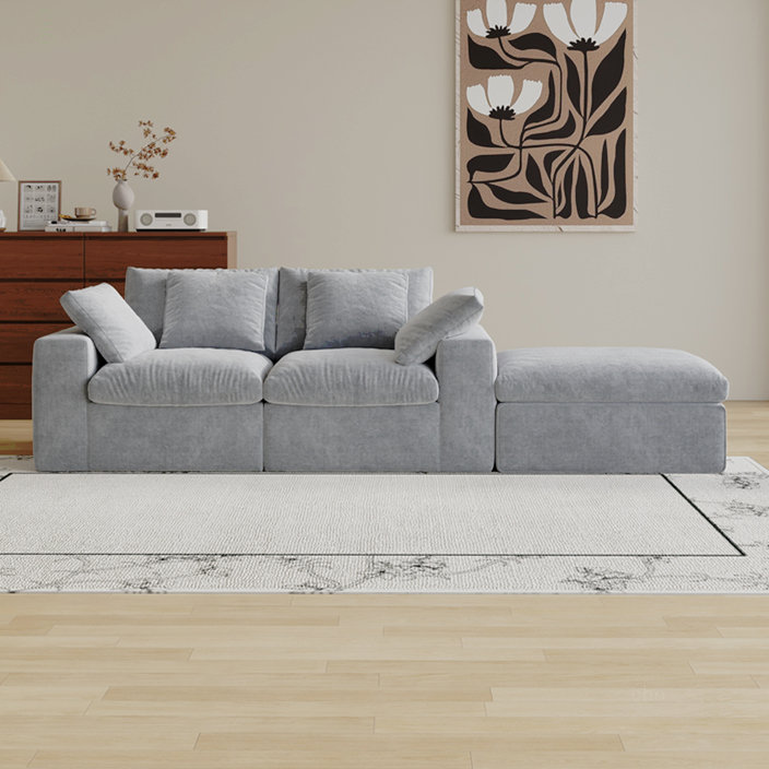 Canapé modulaire modulaire, 3 sièges, canapé modulaire compressé de style minimaliste moderne, canapé-lit pour le salon, canapé confortable avec canapé et repose-pieds