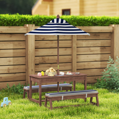 Kids 4 Piece Solid Wood Rectangular Outdoor Table Or Chair and Chair Set