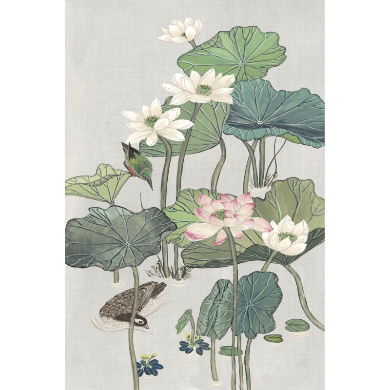Lotus Pond II by Melissa Wang - Painting Print, Wrapped Canvas, 30cm H x 20cm W