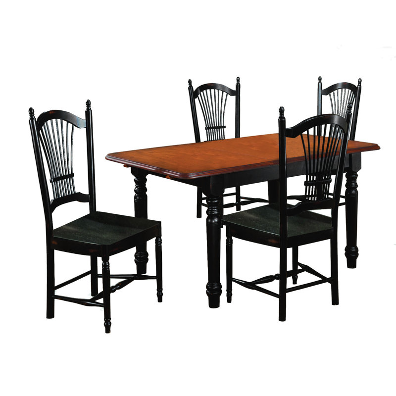 Vetra 4 - Person Four Leg Dining Set, Antique Black