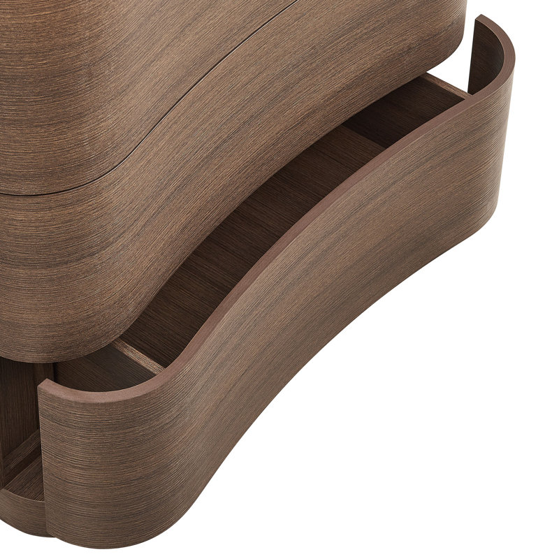 Commode incurvée à 5 tiroirs Mirae, Chêne brun brossé