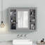 Armoire de rangement murale de salle de bain 35 po x 28 po, armoire à pharmacie, armoire de salle de bain moderne avec miroir, armoire à miroir avec 6 tablettes ouvertes-1476457538
