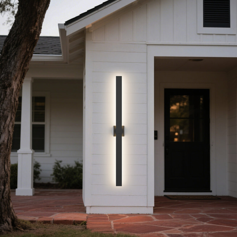  Jeanique IronLED Outdoor Wall Light, Matte Black, 47.2" H x 2.5" W x 2.79" D