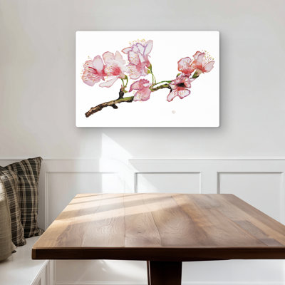 Branch of Cherry Blossom in Pink - Metal Print for Home Decor