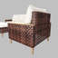 Ensemble de meubles de terrasse en rotin évidé à pieds hauts, 5 pièces, 7 sièges, ensemble de canapé avec coussin, coussin épais de 4 pouces, blanc
