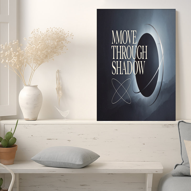 "Move Through Shadow", art mural sur toile avec éclipse et atome, H 16 po x l 24 po