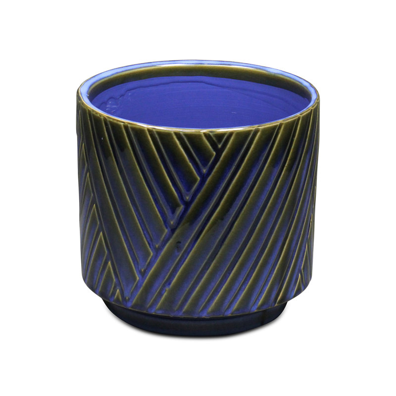 Kettering Handmade Ceramic Pot Planter, 6.5" H x 7" W x 7" D, Blue