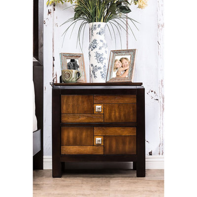 Transitional Style Nightstand With Solid Wood, 2 Drawers, And Square For Bedroom 2 In Modern Design Wood