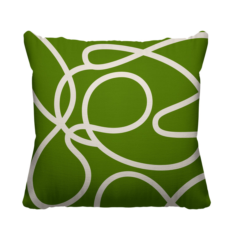 Coussin décoratif intérieur / extérieur Squiggles Abstract, 17 po x 17 po, Chartreuse, Carré