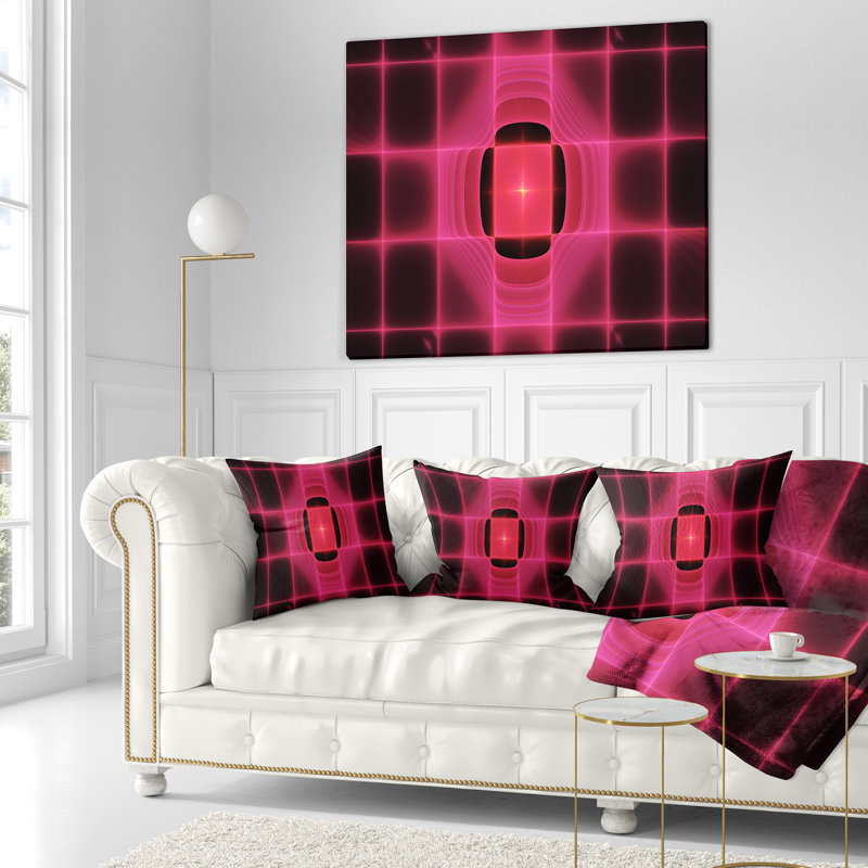 Visière thermique infrarouge - coussin imprimé abstrait, 18 po x 18 po, Rose, Coussin décoratif