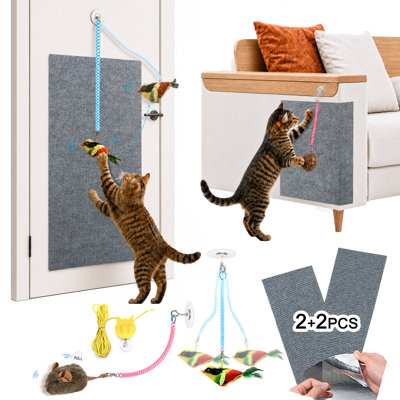 Cat Scratcher Interactive Cat Toy Cat Scratch Furniture Protector - Cat Scratching Board with Sound Bird & Mouse, Trims Nails Gently, DIY Cut-to-Size, Ideal for Toys for cat Toys for Kittens.