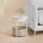 Round Side Table With Charging Station - Modern End Table With Fabric Basket And Usb Ports, Nightstand For Living Room And Bedroom, Matte White And Camel Brown-811562941-811562943