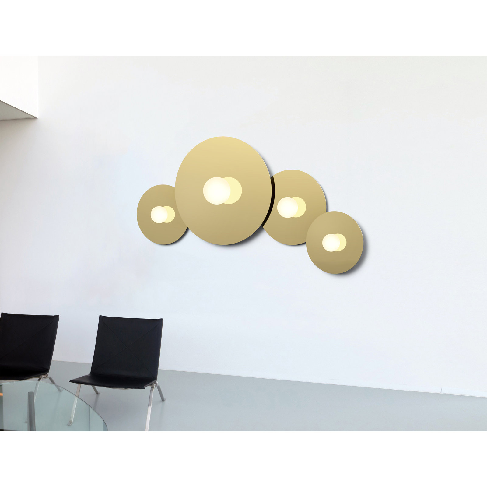 Bola Disc Single Light Flush Mount, Brass, 6.2" H x 12" W x 12" D