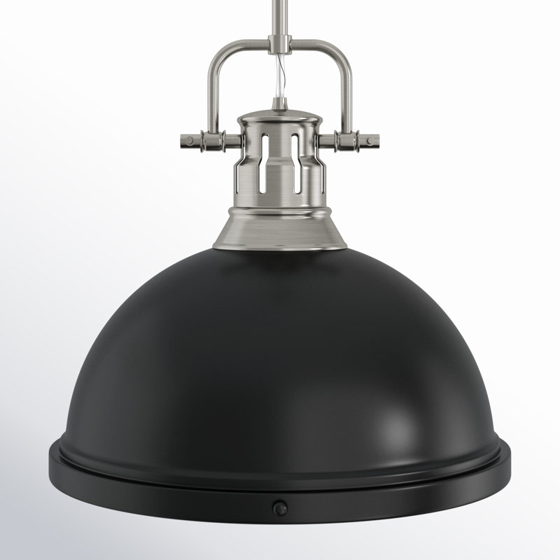 Luminaire suspendu dôme en acier à intensité variable 1 lumière Calico, Noir mat, Étain